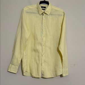 Hugo Boss Light Yellow Casual Button Down Shirt Mens M vacation luxury office